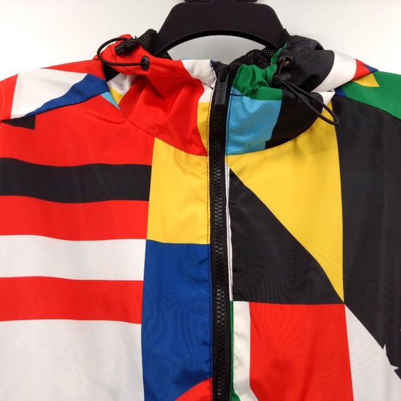 REASON Brand‎ Windbreaker Jacket Men's L Multicolor Abstract 1/4 Zip Hood Lining - Picture 3 of 14